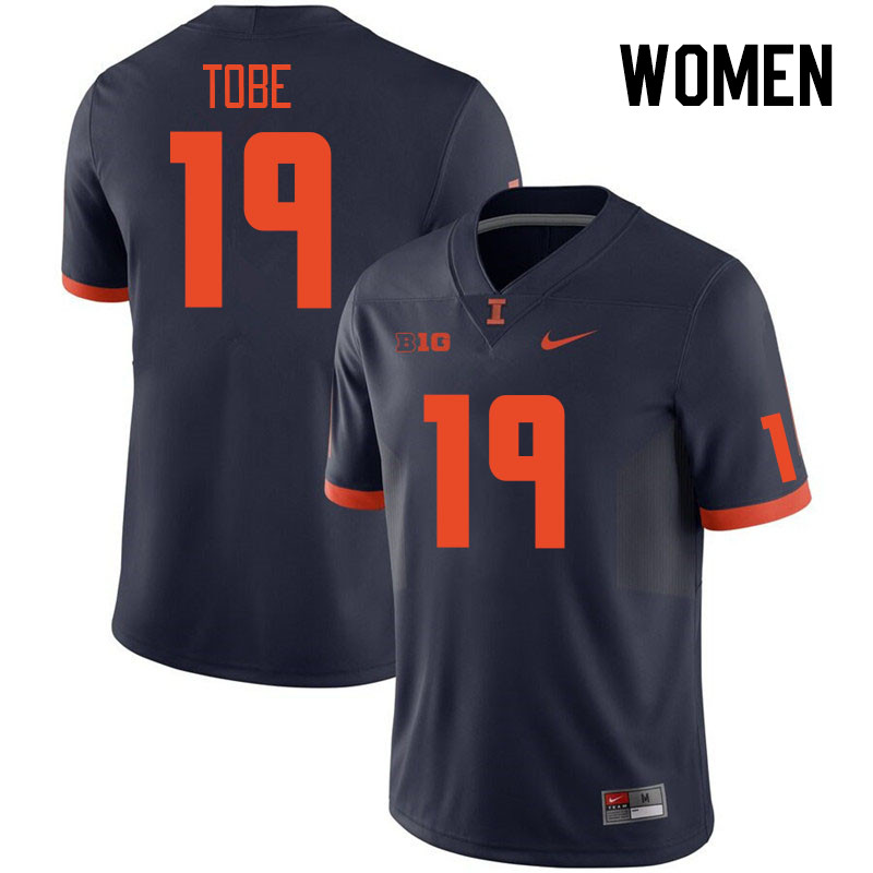 Women #19 Zachary Tobe Illinois Fighting Illini College Football Jerseys Stitched Sale-Navy